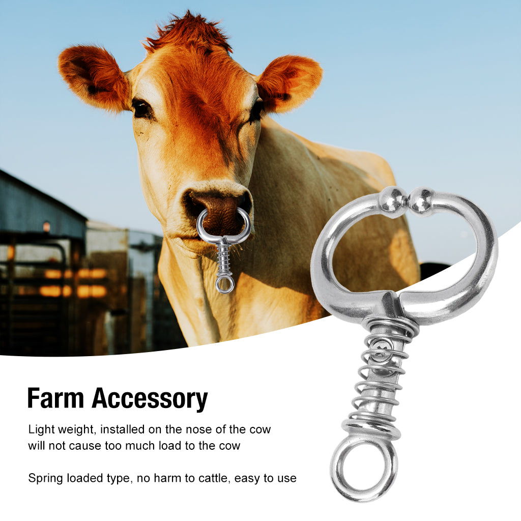 Qpets® Cattle Nose Ring No-piercing Bull Nose Ring Clip-on Cattle Nose Ring Stainless Steel Detachable Cattle Cows Nose Ring Qpets® Cattle Nose Ring No-piercing Bull Nose Ring Clip-on Cattle Nose Ring Stainless Steel Detachable Cattle Cows Nose Ring